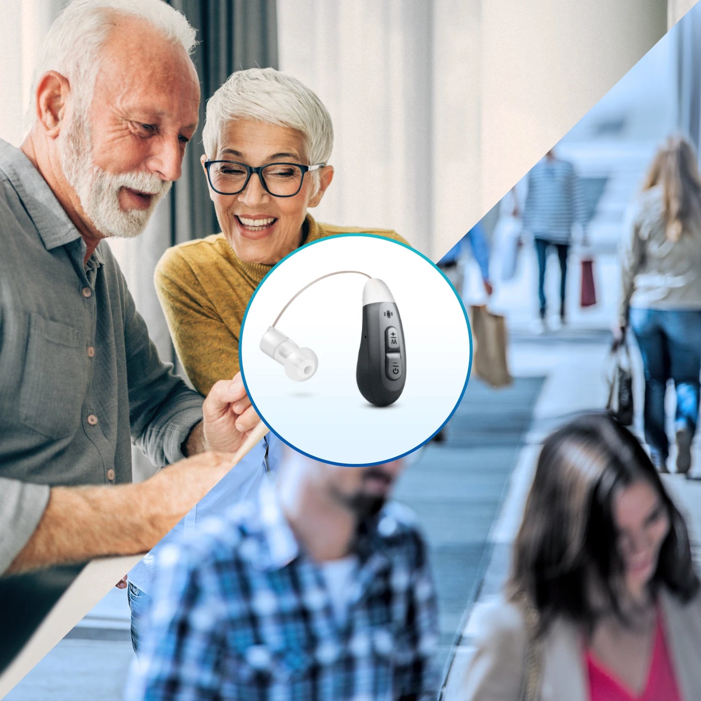 JINGHAO 1Pair Rechargeable Elderly Ear Hearing Aids BTE Visible Hearing Amplifier with Charger Dock Sound Device Grey