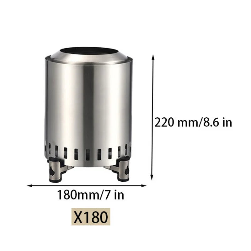 Stainless Steel Smokeless Stove Portable For Indoor Courtyard Desktop Camping Tabletop Heating Efficient Burning Double Wall