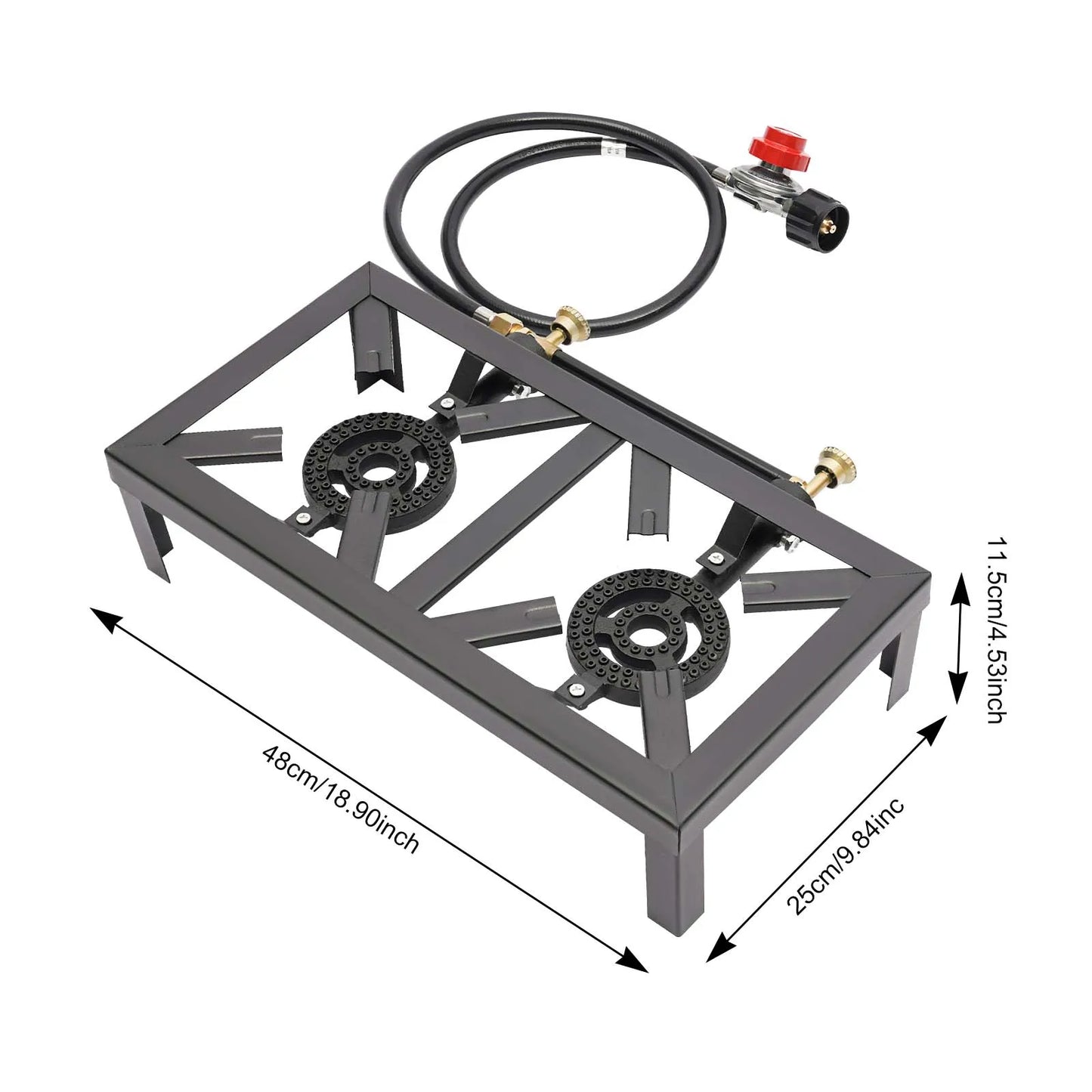 2 Burners Portable Gas Stove Camping Grill Propane Cooker Outdoor Gas Stove Desktop Burner for BBQ Picnic Hiking 8000W