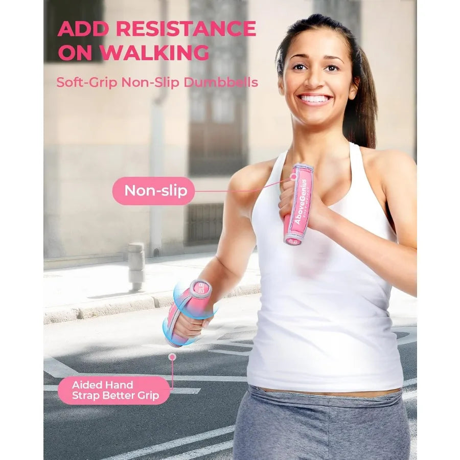 Hand Weights for Women Men, Soft Dumbbells Set of 6(1lb 2lb 3lb Each Pack) for Dumbbell Walking Weight Sets with Hand Strap, Pin