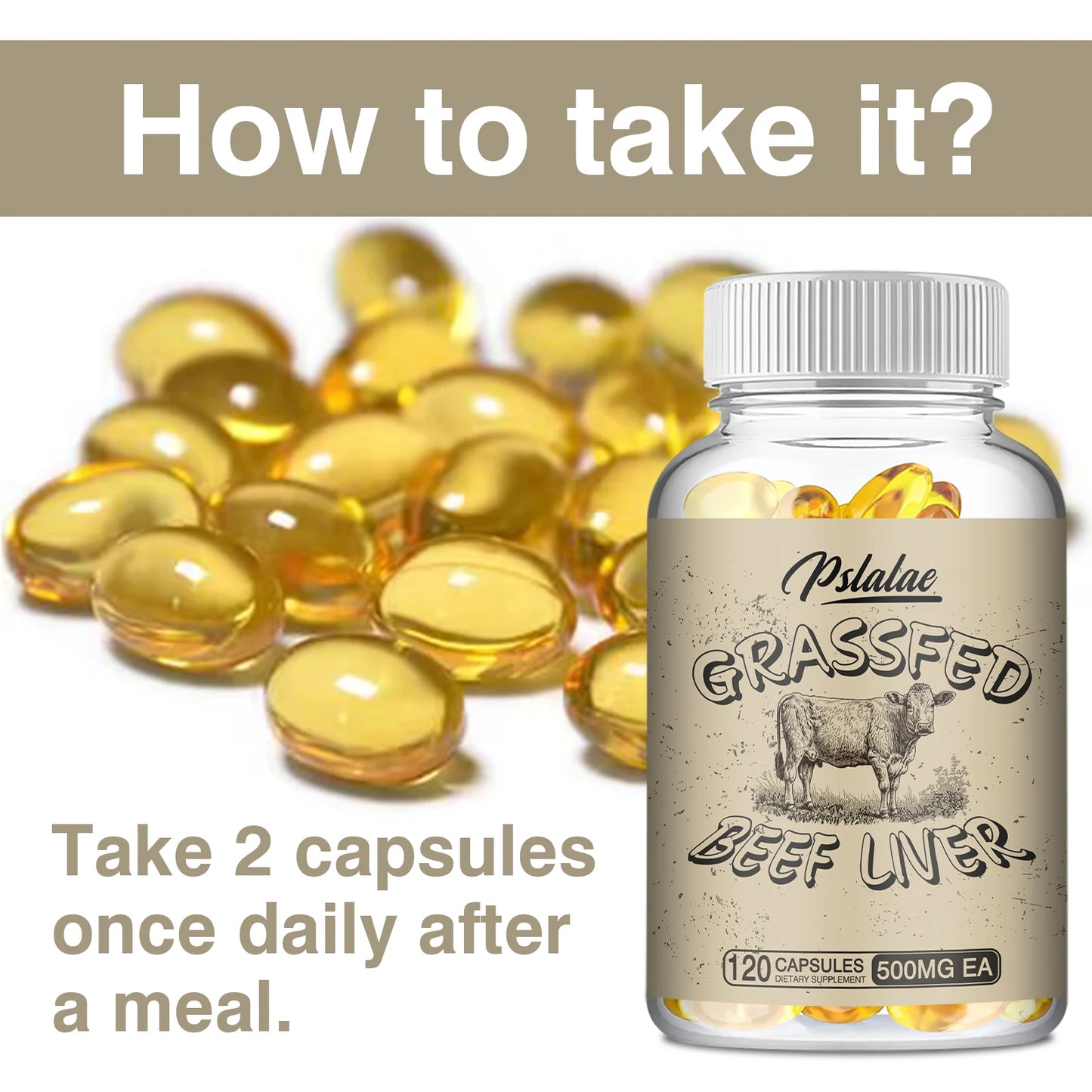 Grass Fed Beef Liver Supplement 120 Capsules Supports Energy Production Digestion Detoxification Health Food Vitamin Supplement