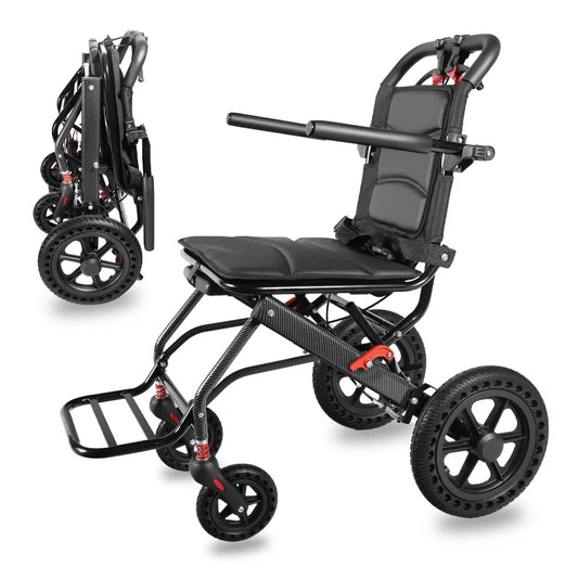 Foldable travel wheelchair for the elderly, carbon fiber transfer folding wheelchair, assistive wheelchair, suitable for travel.