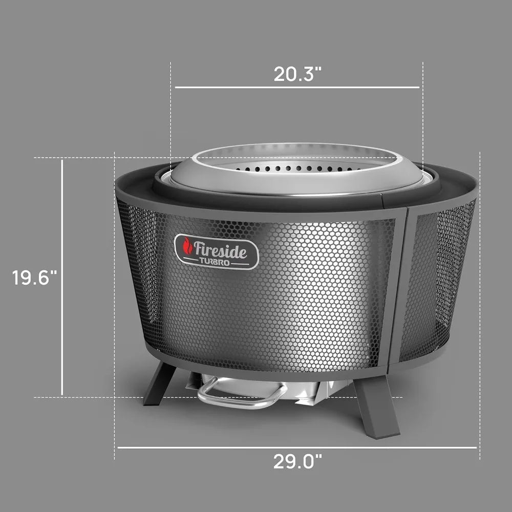 29 Inch Smokeless Fire Pit for Outdoor Wood Burning, Stainless Steel Camping Stove with Stand, Removable Ash Pan, Waterproof St