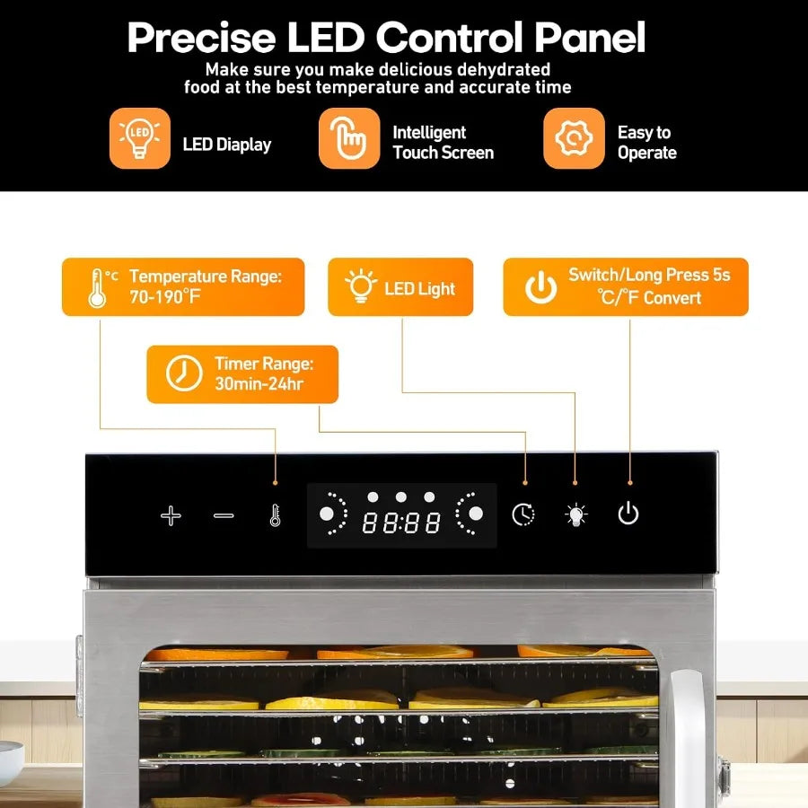 Food Dehydrator Machine with 12 Trays for Making Jerky Drying Fruits Vegetables Herbs Mushrooms and Dog Treats Ideal Kitchen Ap