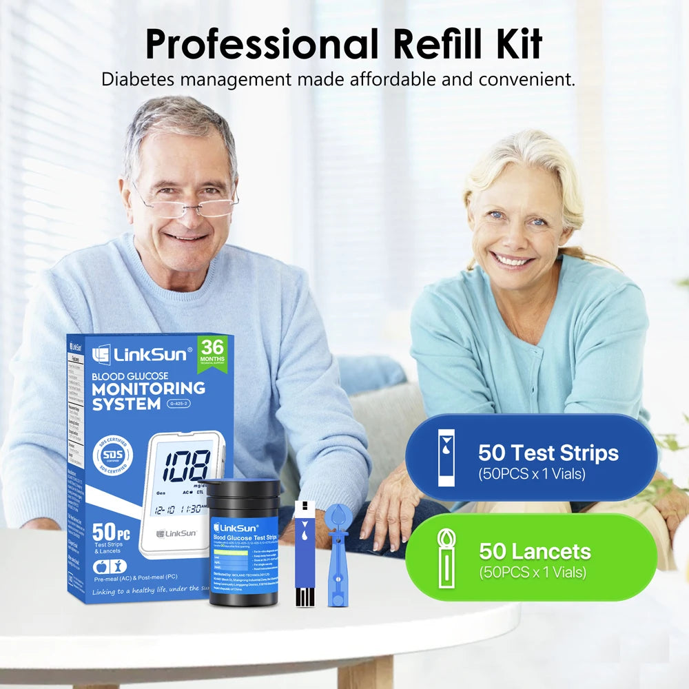 Blood Glucose Meter LinkSun G-425-3 Glucometer 50/100pcs Diabetes Tester Blood Sugar Monitor Digital Glucosemeter Complete Kit