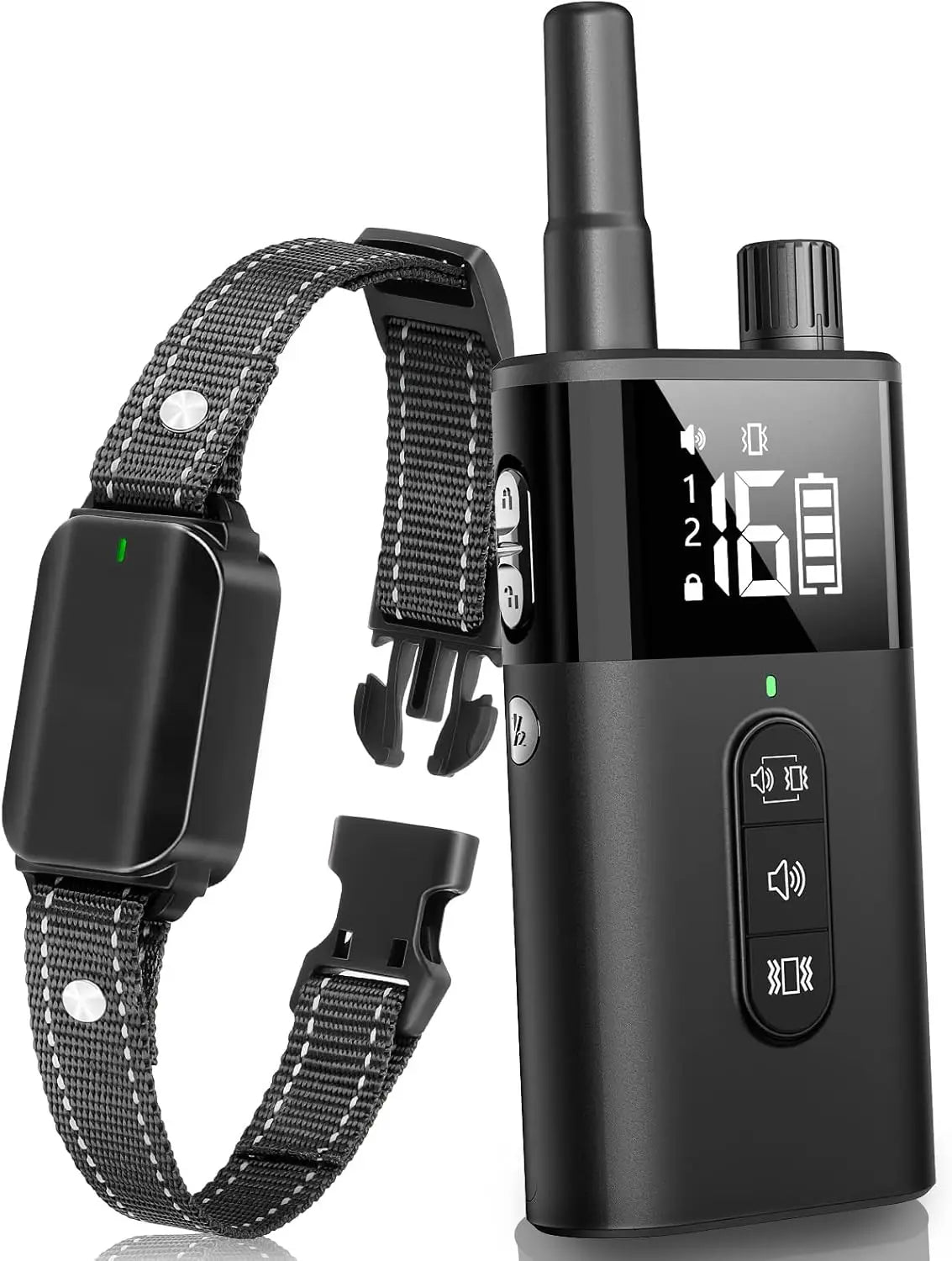 No Shock Dog Training Collar with Remote, Vibrate & Beep Only, Waterproof Rechargeable for Dogs 10-120 lbs (Black)