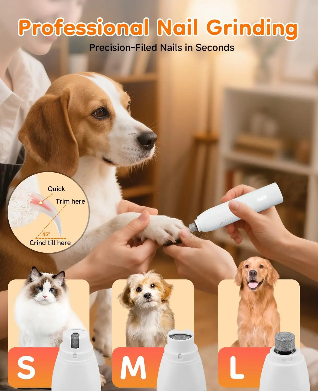 Dog Trimmer for Paws – 14 in 1 Cordless Dog Grooming Kit with Quiet Nail Grinder & Hair Clippers