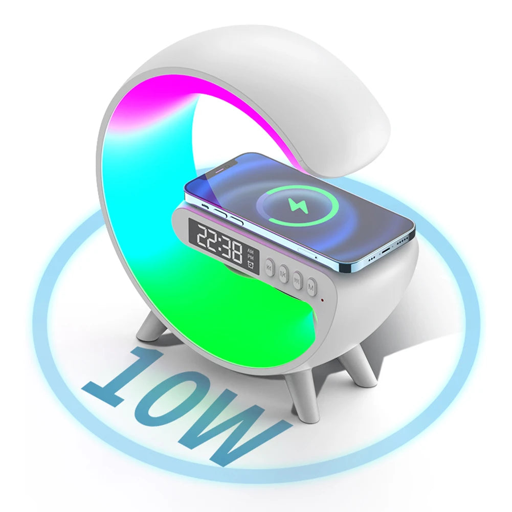 Wireless Speaker Charger Night Light with Alarm Clock Charging Function Atmosphere Lamp LED Table Lamp for Bedroom Home Decor