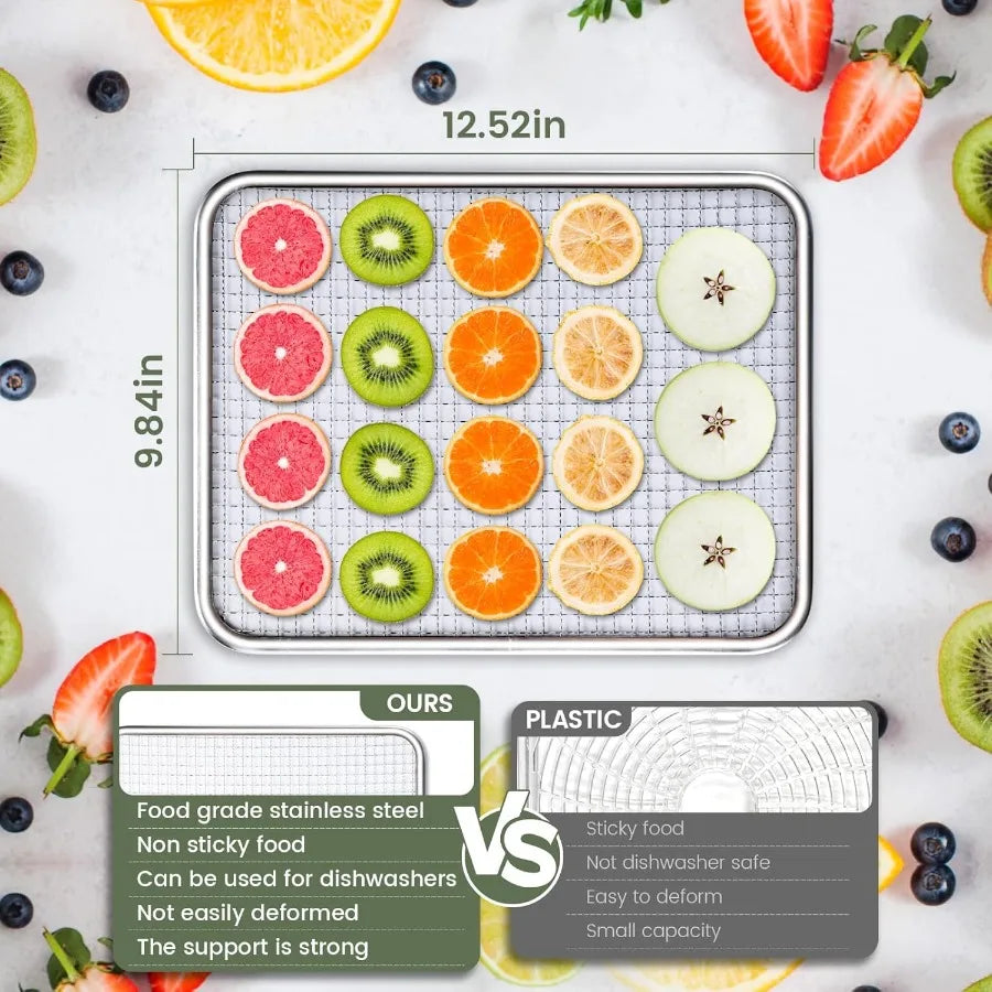 7 Stainless Steel Trays 6ft Small Food Dehydrator Machine with 190F Temperature Control and 24H Timer for Drying Fruits Meats J