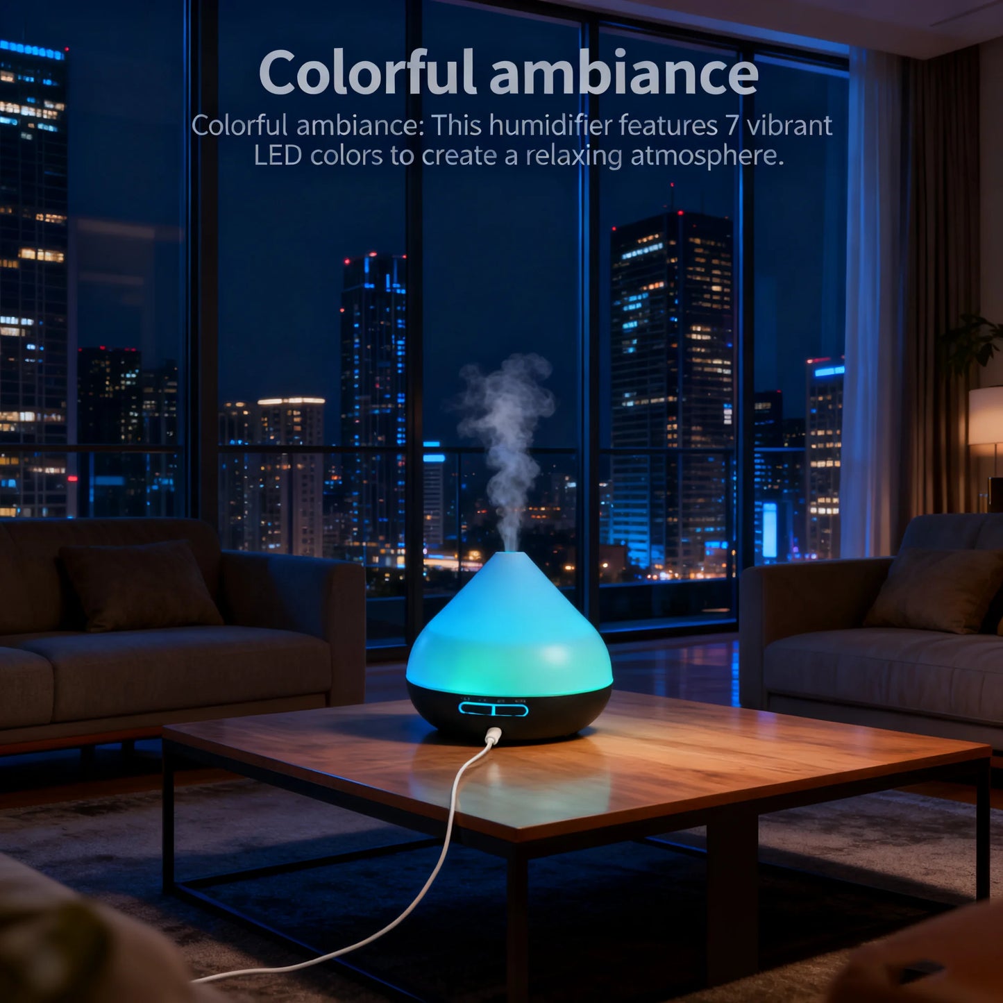 Ultrasonic Air Humidifier 500ml Aromatherapy mist Essential Oil Diffusers LED night lights with 6 oils for home office yoga