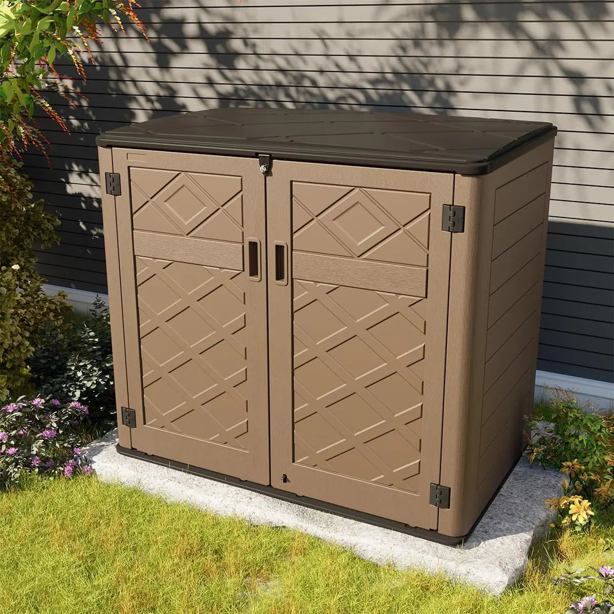 2025-hotLarger Outdoor Storage Shed Weather Resistance, Resin Sheds & Outdoor Storage Backyards, 48 Cu.Ft Tool Shed