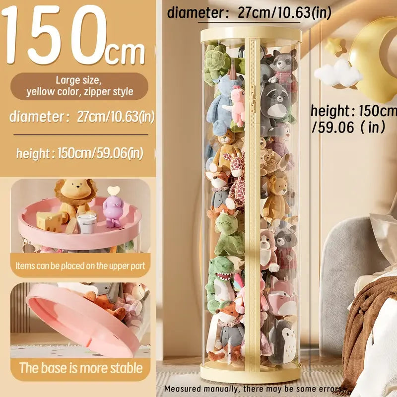 Soft toy storage bin - Transparent toy storage bin - Doll storage tube, corner children's soft toy display bin
