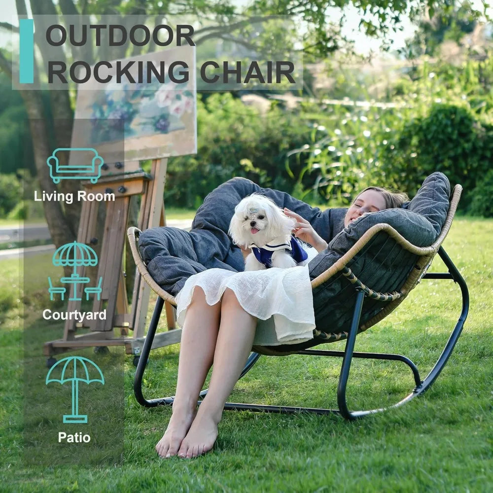 Outdoor Cradle Egg Chair, Indoor Papasan, Rattan Wicker Lounge Chair, Modern Royal Style, Suitable for Bedroom, Garden