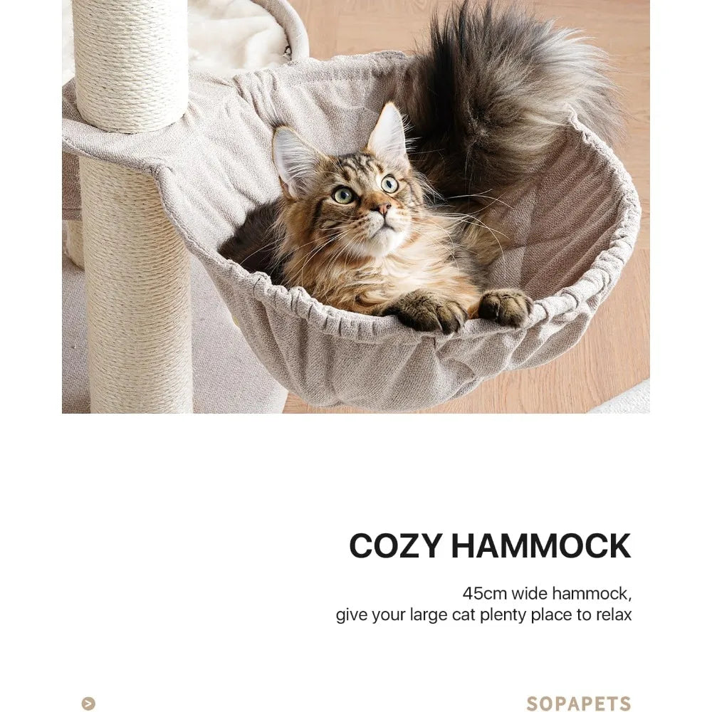 Cat Tree Tower for Indoor Cats Large Adult 20 lbs, XXL Heavy Duty Luxury Sturd, 65 Inches Tall