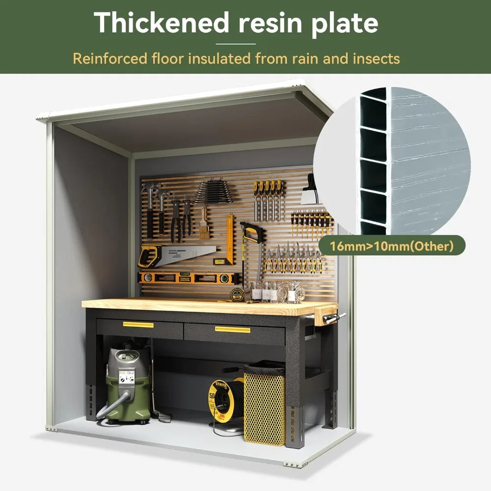 5x3 Ft Plastic Outdoor Storage Shed, Waterproof Container-style Storage House with Floor and Lockable Door