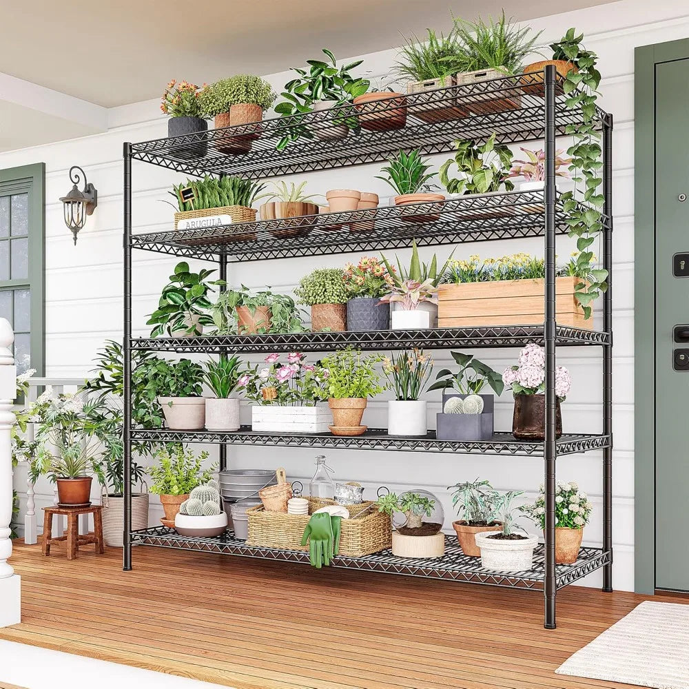 Storage Shelves, 55.5" W 3200LBS Metal Shelving 5 Tier Wire Shelving, Unit Garage Shelving Heavy Duty, Metal Shelves