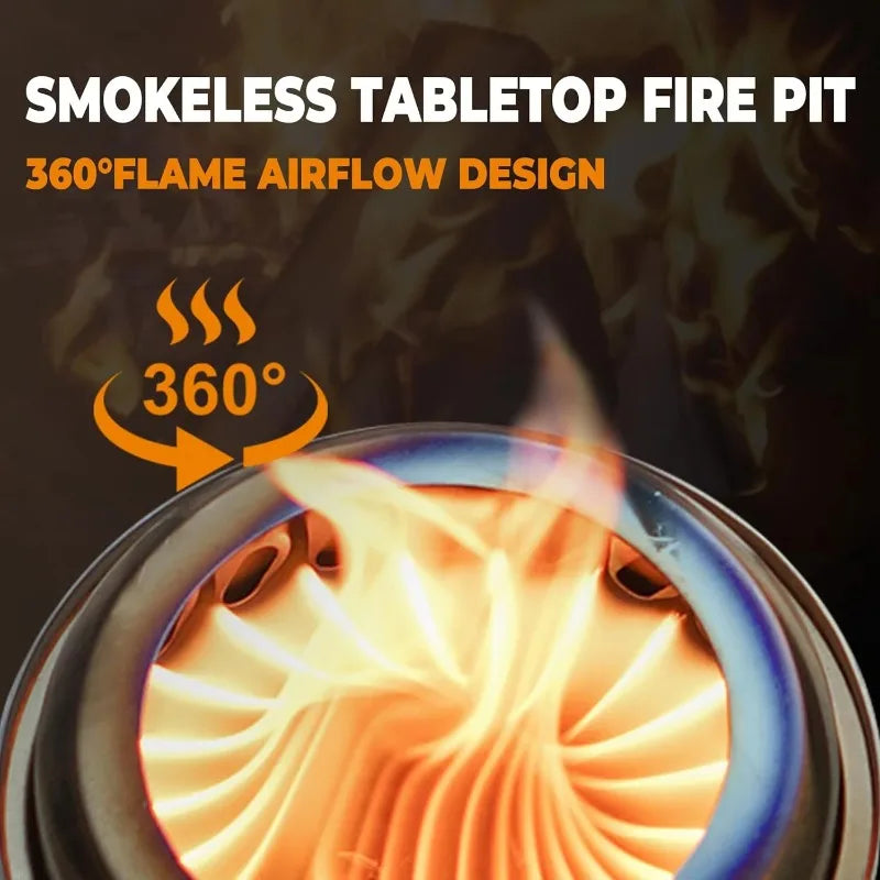 Stainless Steel Smokeless Stove Portable For Indoor Courtyard Desktop Camping Tabletop Heating Efficient Burning Double Wall