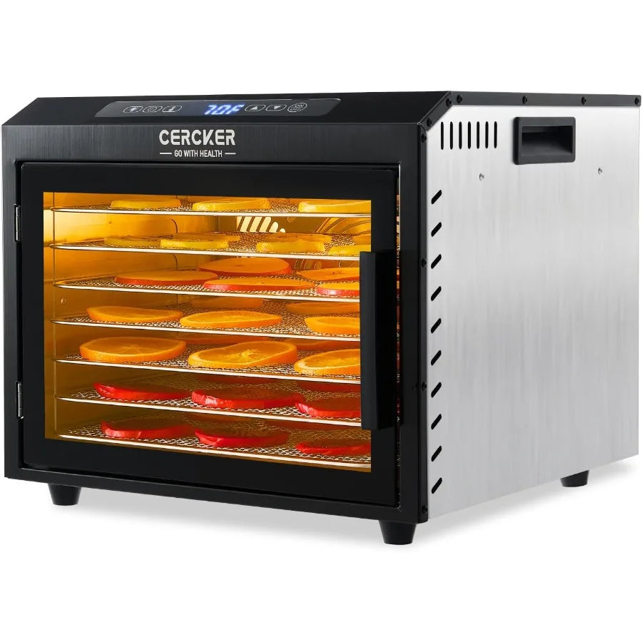 7 Stainless Steel Trays 6ft Small Food Dehydrator Machine with 190F Temperature Control and 24H Timer for Drying Fruits Meats J