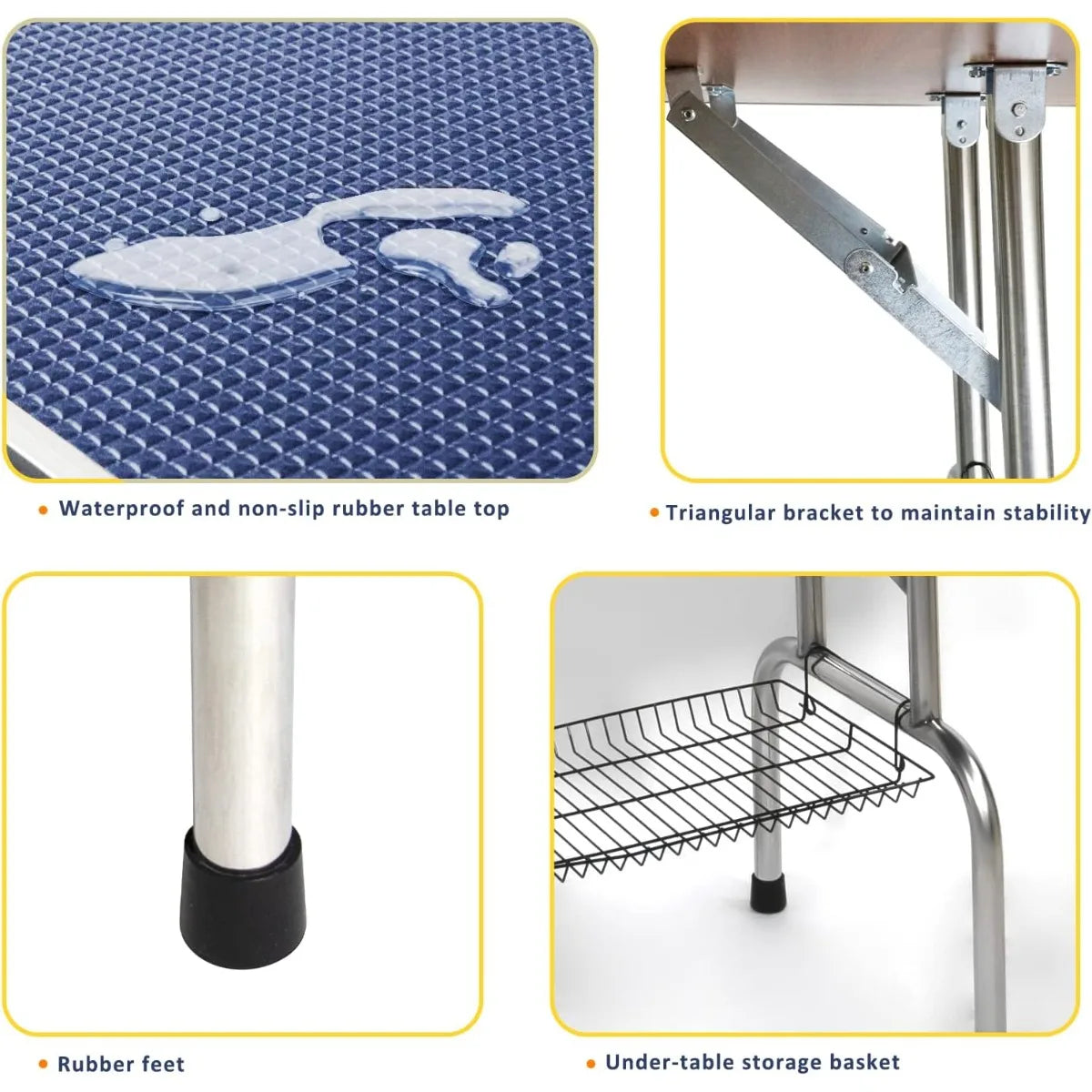 ROOMTEC 46" Dog Grooming Table,Foldable Home Pet Bathing Station with Adjustable Height Arm/Noose/Mesh Tray