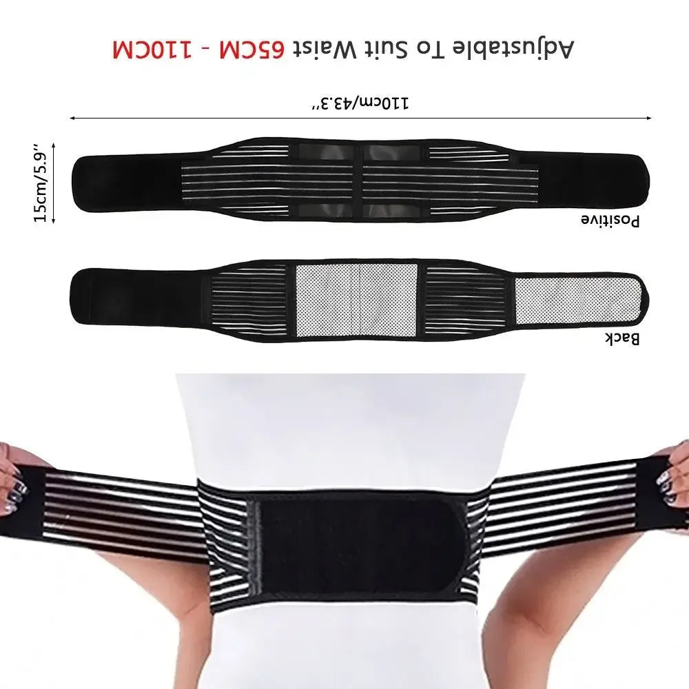 Unisex Magnetic Back Support Belt Adjustable Self Heating Therapy Back Waist Support Belt Lumbar Brace Massage Band Health Care
