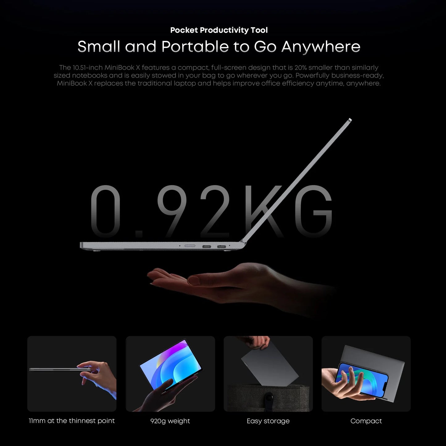 CHUWI MiniBook X N150 Laptop 10.51 Inch 16GB /12GB RAM 512GB SSD 2-in-1 Yoga Mode Intel Windows 11 Notebook 360° Flipable WiFi 6