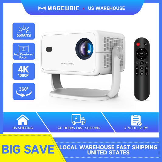 Magcubic 650ANSI L018 4K Projector Native 1080P Home Cinema Auto Focus Keystone Android 11 WiFi6 Portable Projector for Outdoor