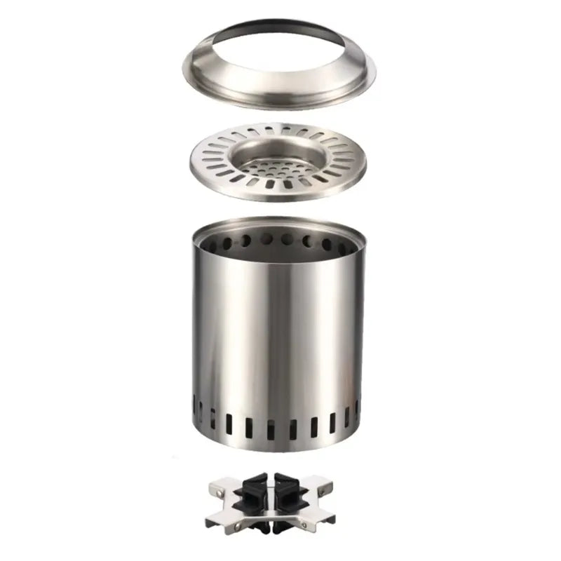 Stainless Steel Smokeless Stove Portable For Indoor Courtyard Desktop Camping Tabletop Heating Efficient Burning Double Wall