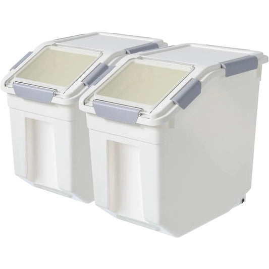 LISM 2-Pack Dog Food Storage Container with Scoop,25 LB Large Airtight Bin for Dry Food,Treats & Kitchen Pantry,Pet & Baking Use