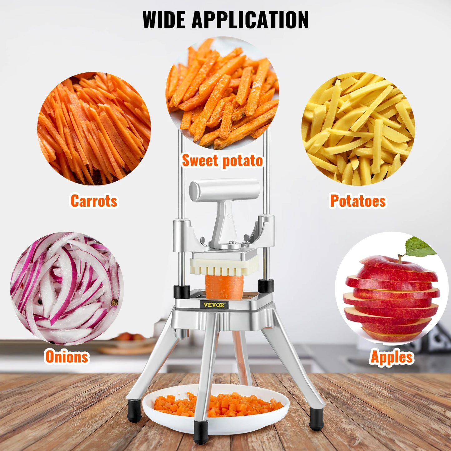 SucceBuy 3/8,1/4 Inch Manual Fruit Vegetable Dicer Cutter Commercial Food Cutter Stainless Steel Slicer Home Restaurant Kitchen
