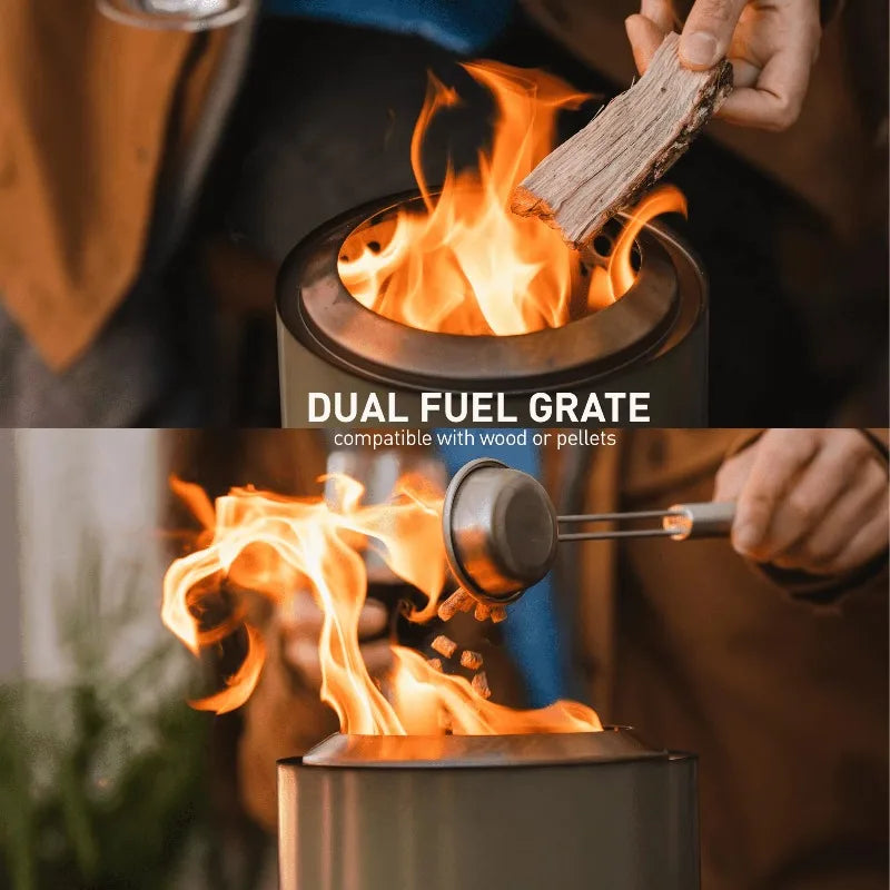 Stainless Steel Smokeless Stove Portable For Indoor Courtyard Desktop Camping Tabletop Heating Efficient Burning Double Wall