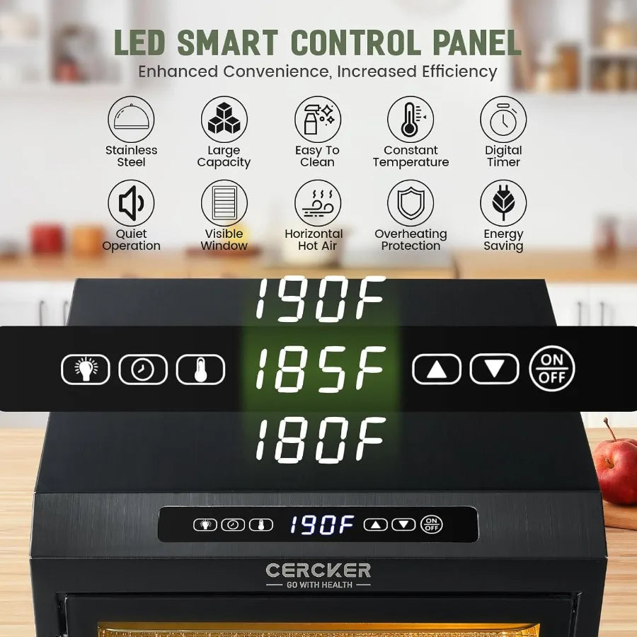 7 Stainless Steel Trays 6ft Small Food Dehydrator Machine with 190F Temperature Control and 24H Timer for Drying Fruits Meats J