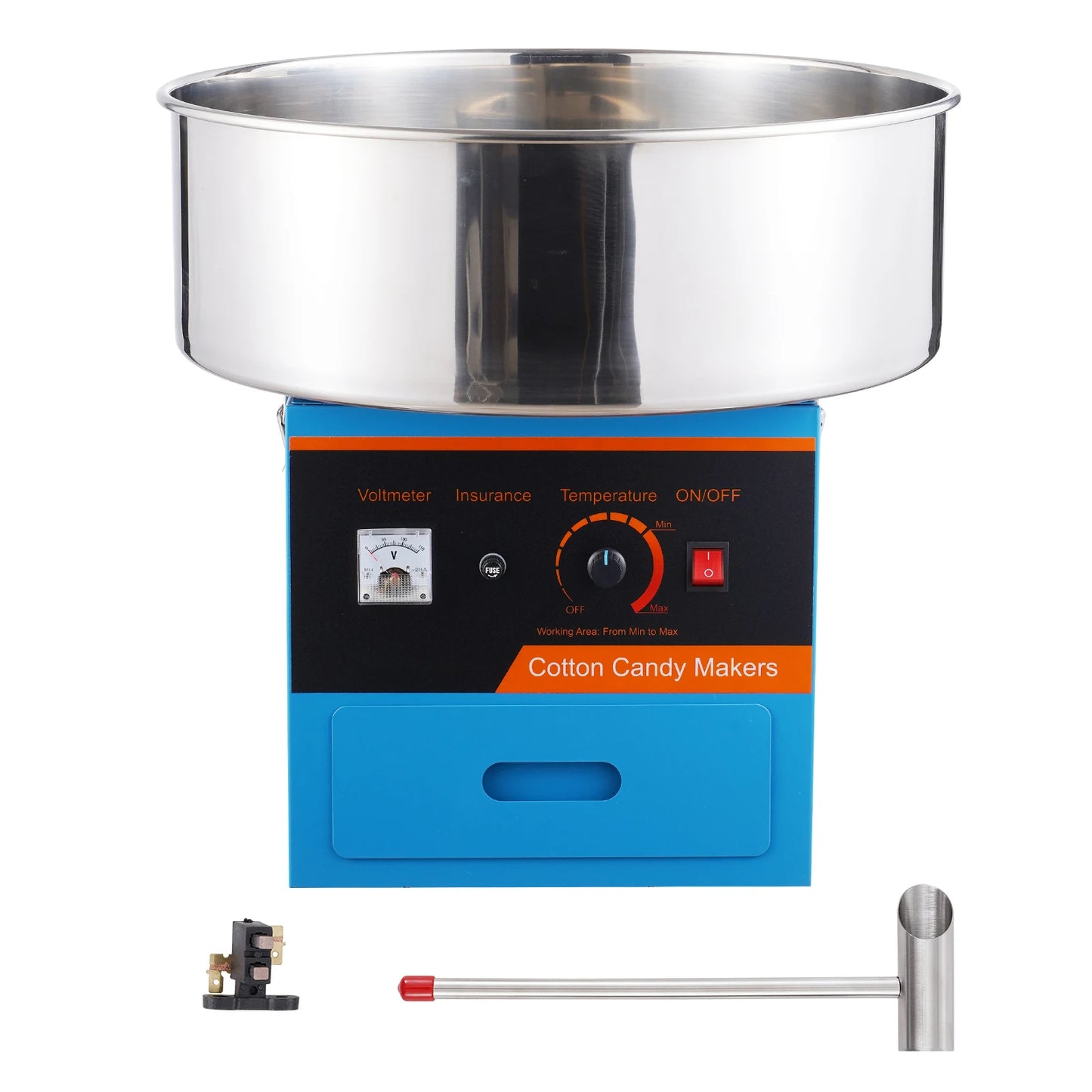 SucceBuy Electric Cotton Candy Machine Commercial Floss Maker with Stainless Steel Bowl Sugar Scoop Drawer for Birthday Party