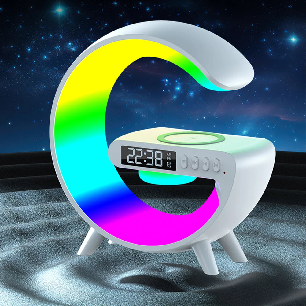 Wireless Speaker Charger Night Light with Alarm Clock Charging Function Atmosphere Lamp LED Table Lamp for Bedroom Home Decor