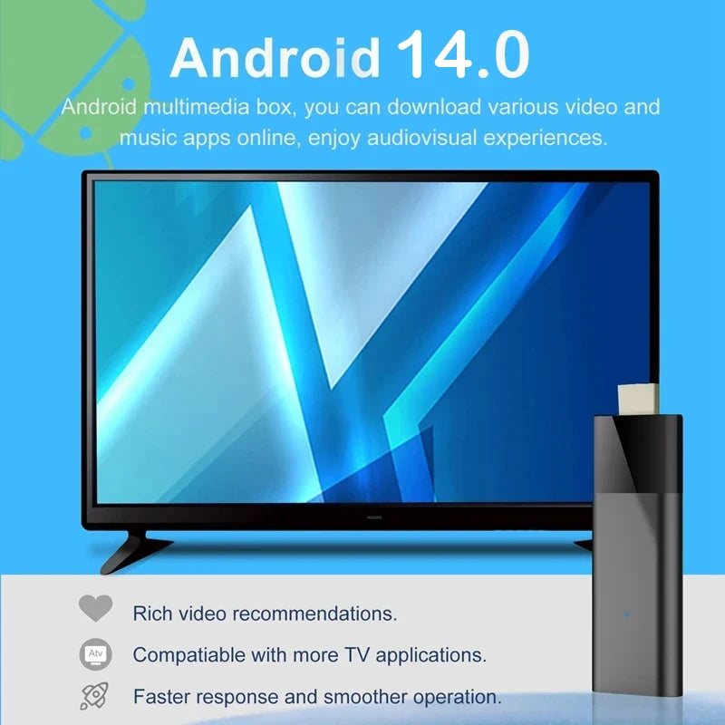 Q12 Mini TV Stick Android 14 ATV Ram 4GB 8GB Rom 64GB 128GB Quad Core Allwinner H313 2.4G&5G Wifi Global Streaming Smart TV Box