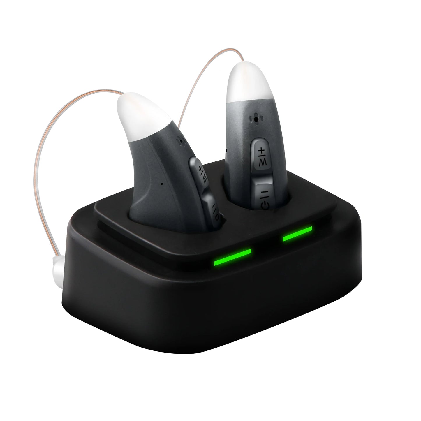 JINGHAO 1Pair Rechargeable Elderly Ear Hearing Aids BTE Visible Hearing Amplifier with Charger Dock Sound Device Grey