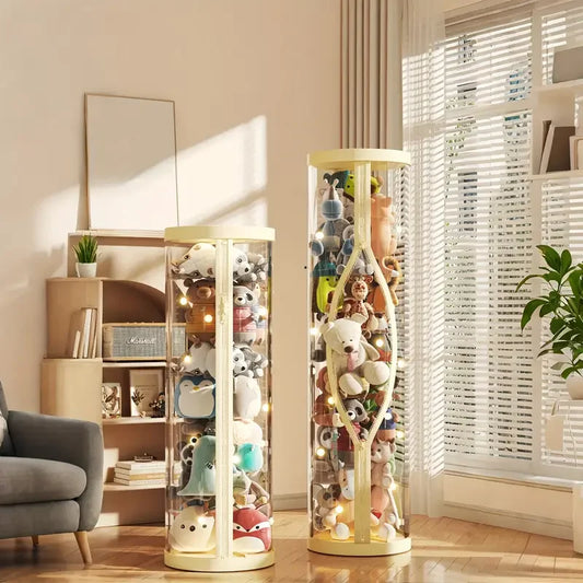 Soft toy storage bin - Transparent toy storage bin - Doll storage tube, corner children's soft toy display bin