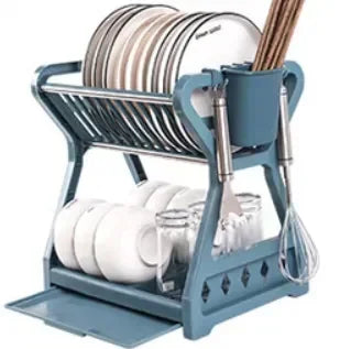 Kitchen Sink Countertop Holder Kitchen Items Dish Dying Rack Double Layer Plastic Dish Rack Drying Stand Cup Cutter Storage
