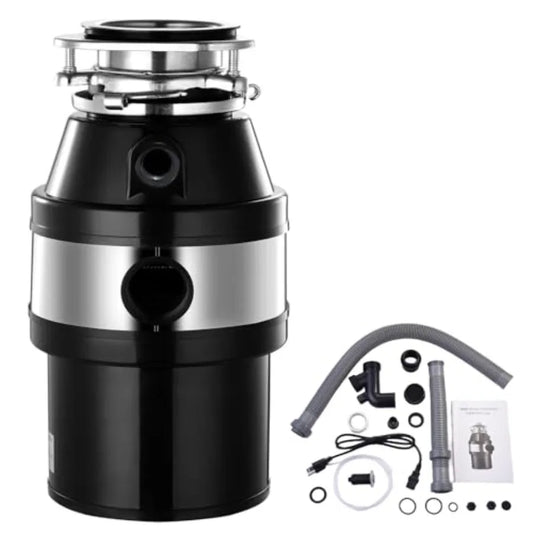 3 4HP Batch Feed Garbage Disposal with Power Cord Included for Kitchen Sink Stainless Steel Food Waste Grinding System with Sou