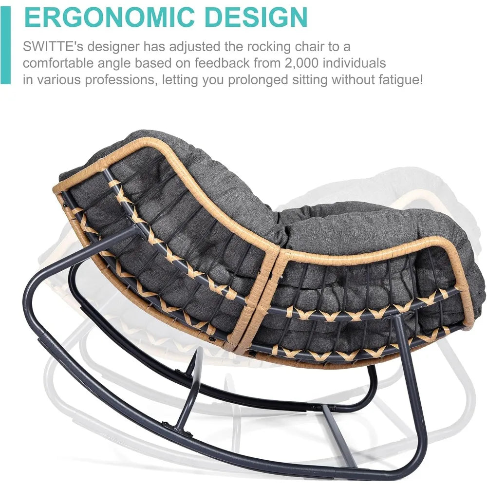 Outdoor Cradle Egg Chair, Indoor Papasan, Rattan Wicker Lounge Chair, Modern Royal Style, Suitable for Bedroom, Garden