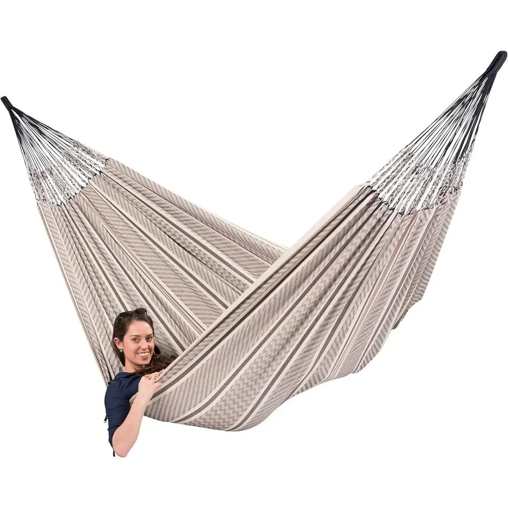 Flora-Classic Organic Cotton Hammock, Indoor Outdoor Hammock, Patio Bed Tree, Portable, 2 Person, Double