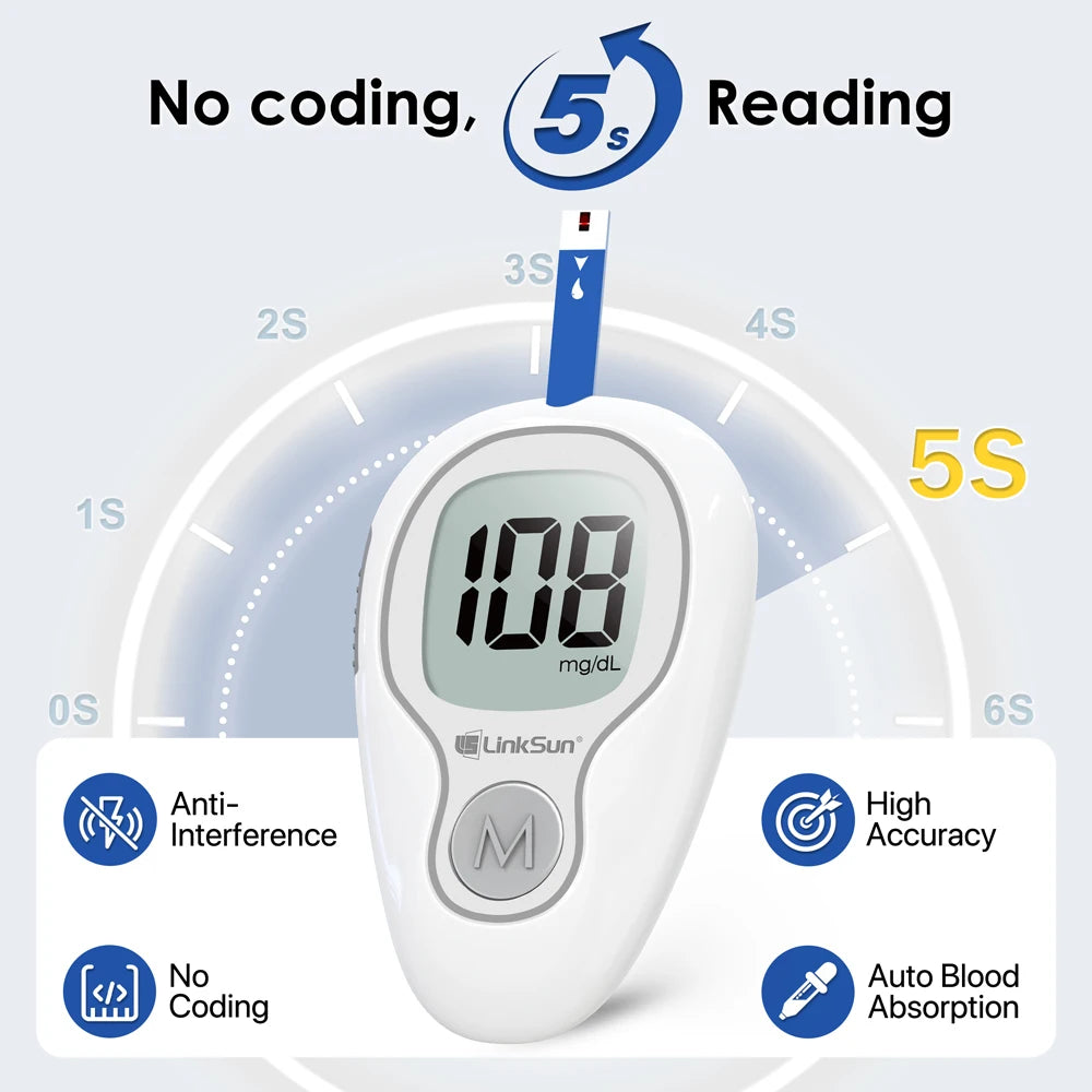 Blood Glucose Meter LinkSun G-425-3 Glucometer 50/100pcs Diabetes Tester Blood Sugar Monitor Digital Glucosemeter Complete Kit