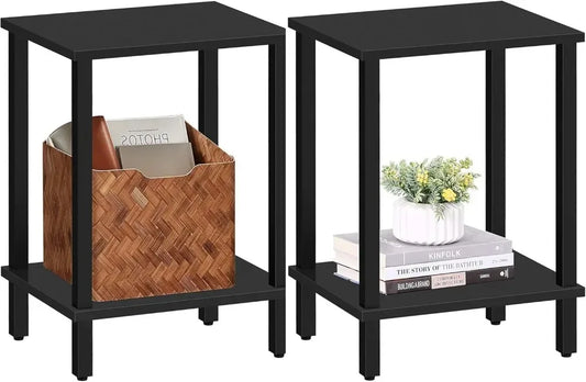 End Table, Set of 2, Side Table, Nightstand, 2-Tier Storage Shelf, Sofa Table for Small Space, Living Room, Bed Room