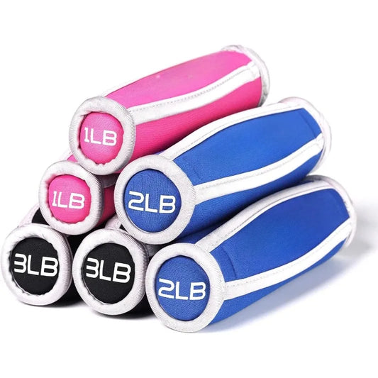 Hand Weights for Women Men, Soft Dumbbells Set of 6(1lb 2lb 3lb Each Pack) for Dumbbell Walking Weight Sets with Hand Strap, Pin