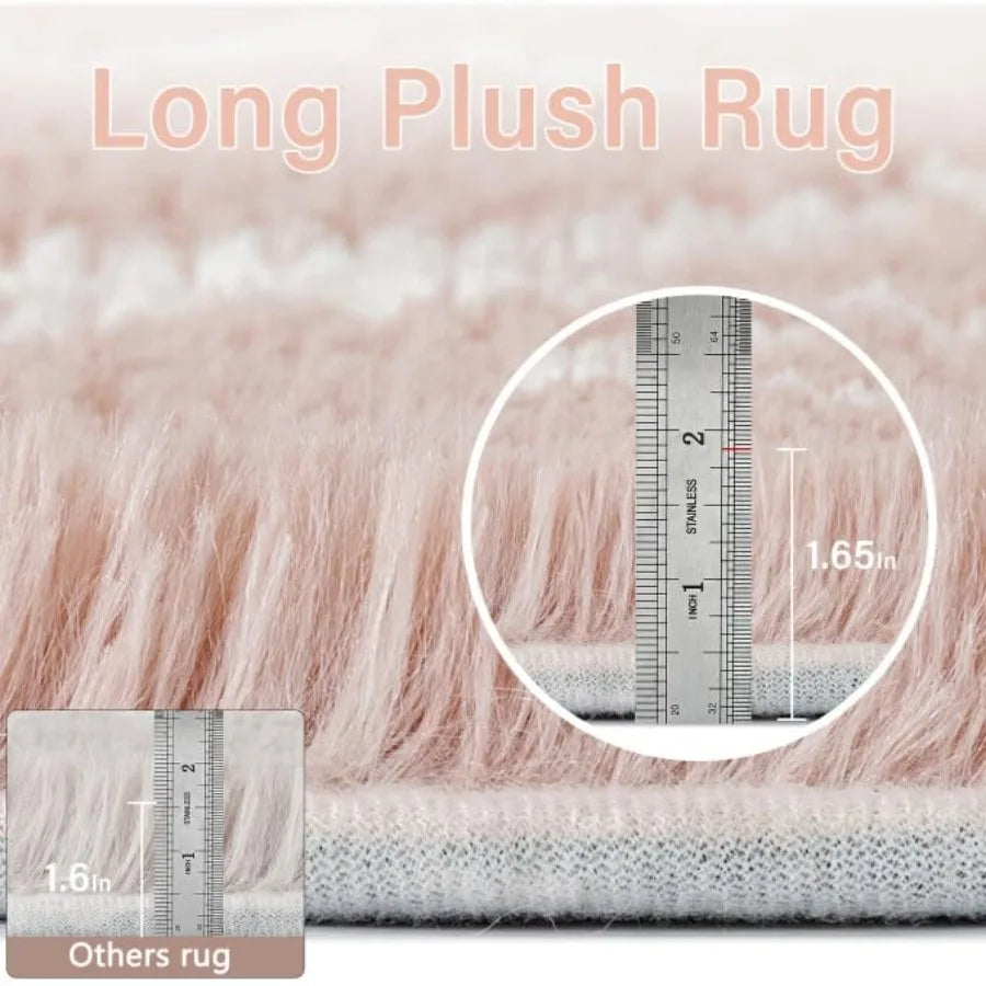 8x10 Checkered Rug for Living Room Pink and White Modern Soft Area Rug Fluffy Non-Slip Carpet for Bedroom Playroom Home Aesthet