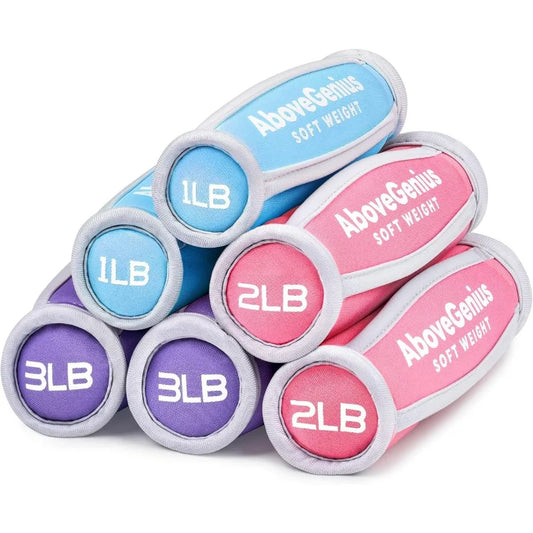 Hand Weights for Women Men, Soft Dumbbells Set of 6(1lb 2lb 3lb Each Pack) for Dumbbell Walking Weight Sets with Hand Strap, Pin