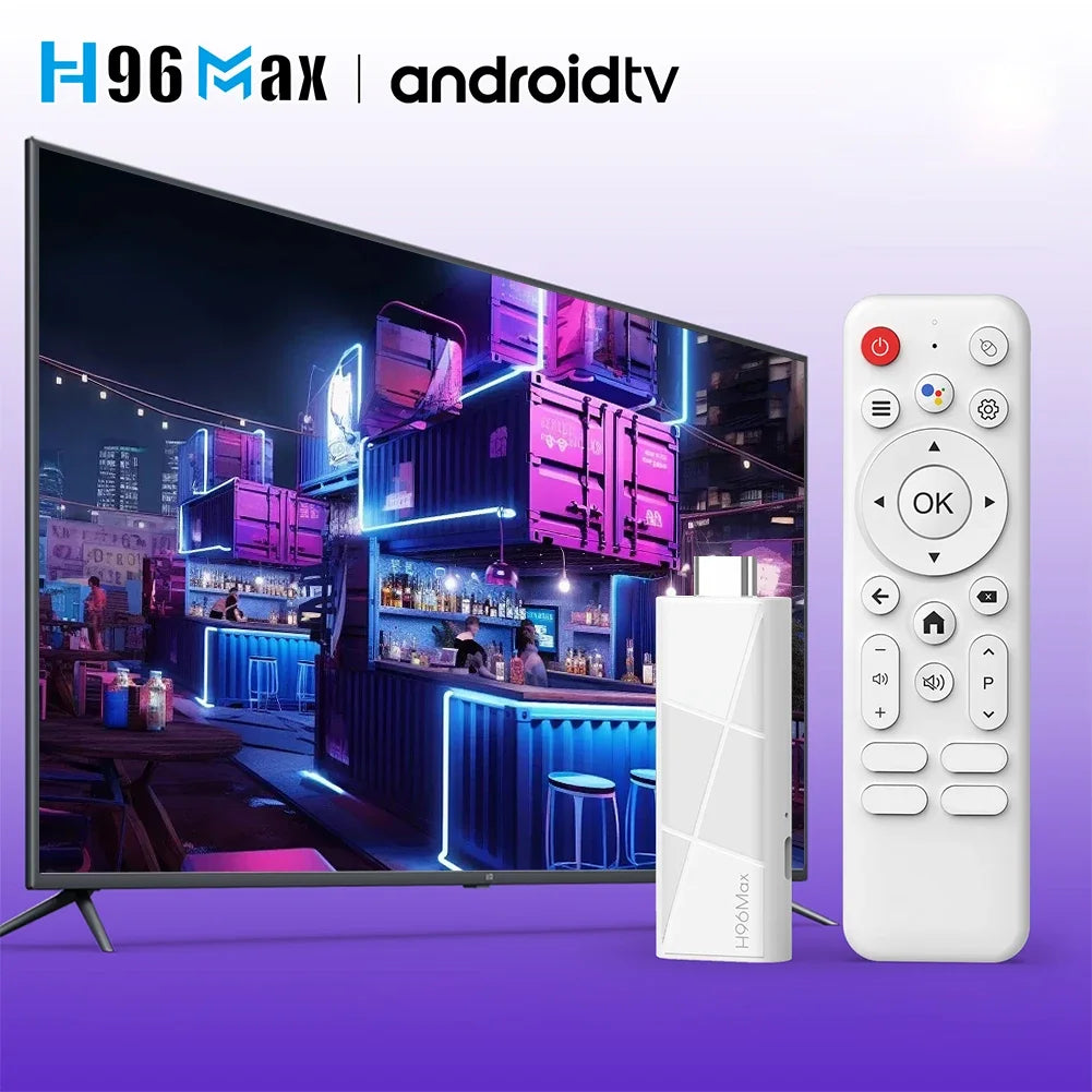 H96MAX RK3518 Mini TV Stick Quad Core Android 14 Smart TV Box Wifi6 BT5.4 Smart Home Player 4K HD Voice Control 2GB 16GB Top Box
