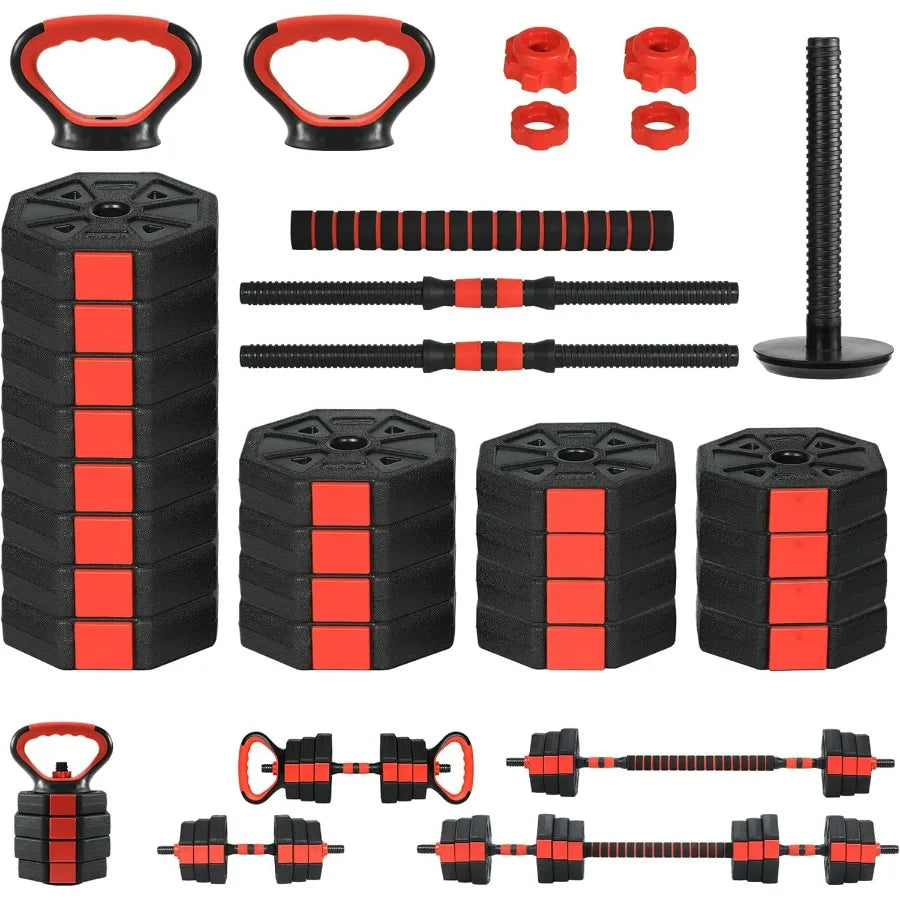 66lbs Adjustable Dumbbells Set, 4 in1 Free Weight Dumbbell Set of 2 Used as Barbell,Kettlebells,Fitness Exercises for Home Gym S