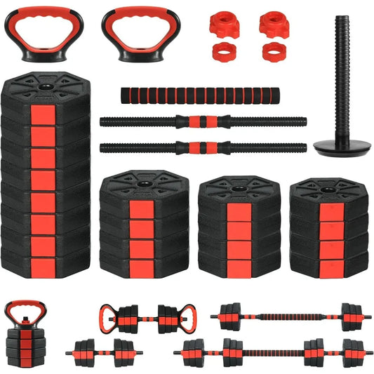 66lbs Adjustable Dumbbells Set, 4 in1 Free Weight Dumbbell Set of 2 Used as Barbell,Kettlebells,Fitness Exercises for Home Gym S