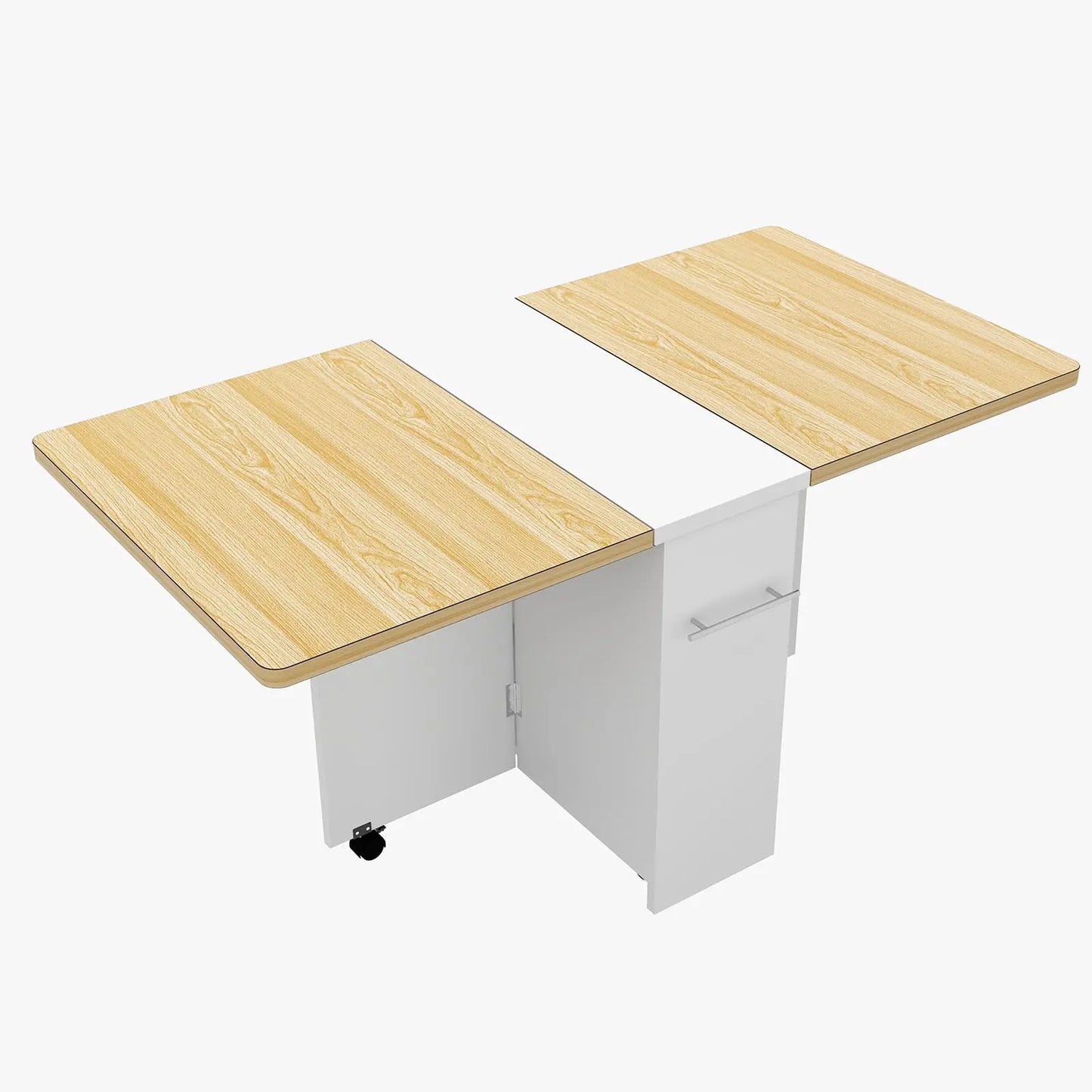 Folding Dining Table Drop Leaf Table for Small Spaces, Versatile Collapsible Dinner Kitchen Office Table with 3 Storage Racks