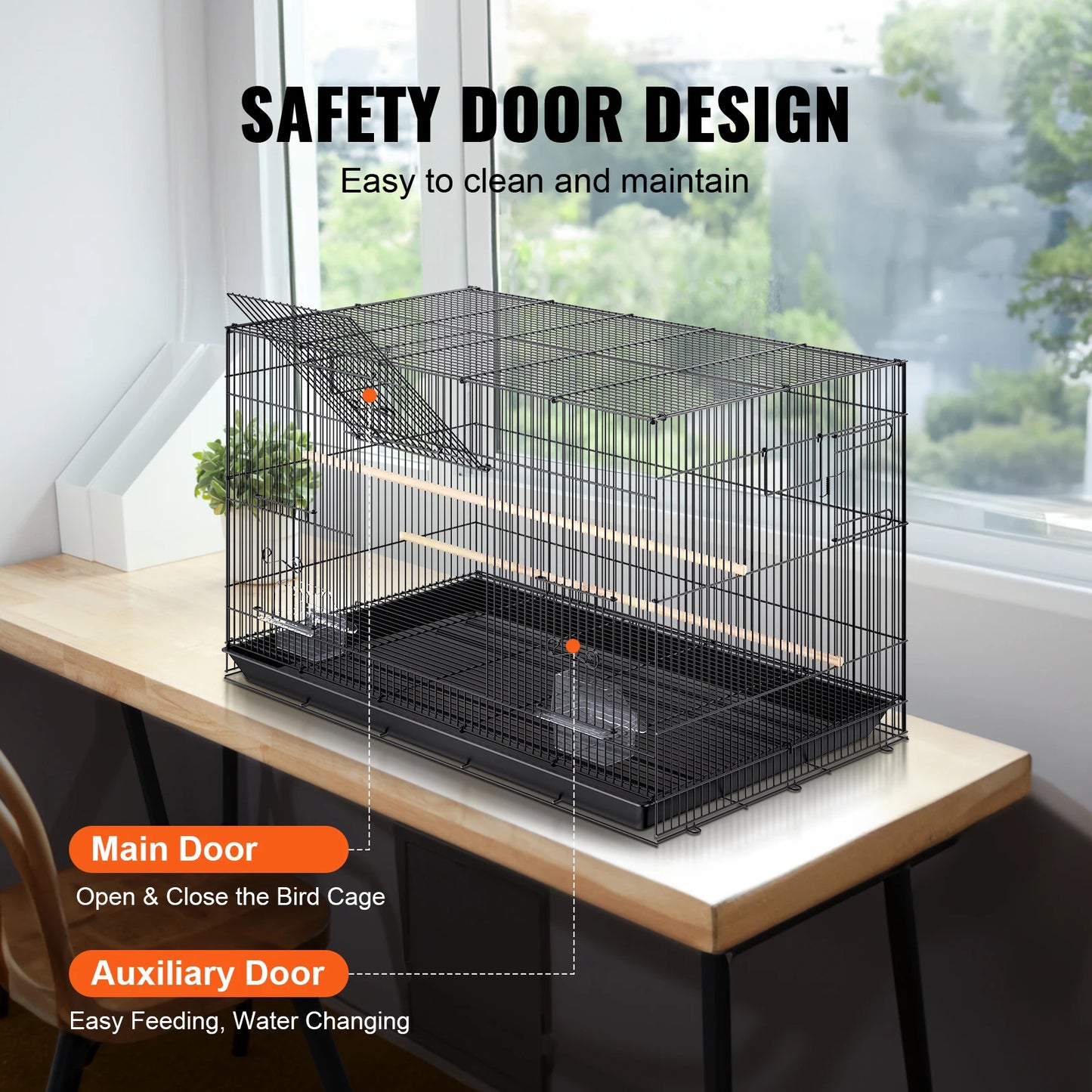 SucceBuy 30inch Pet Bird Cage Metal Large Parakeet Cages with Rolling Stand Tray for Cockatiels Parrot Budgies Lovebird Canaries